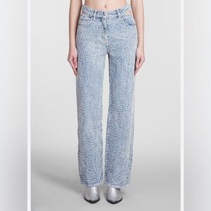 IRO Blue Lambert Embroidered-pattern Jeans $500 Sz FR34/ XS